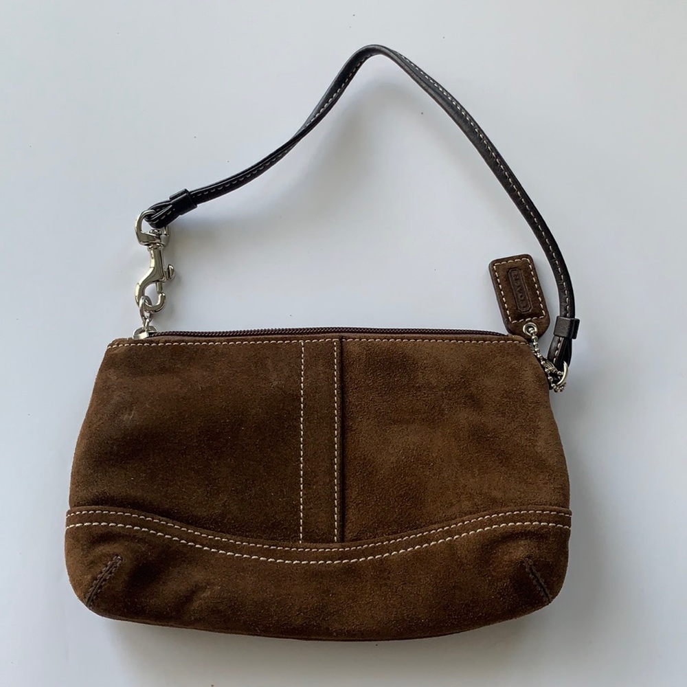 Coach Wristlet. Brown Suede